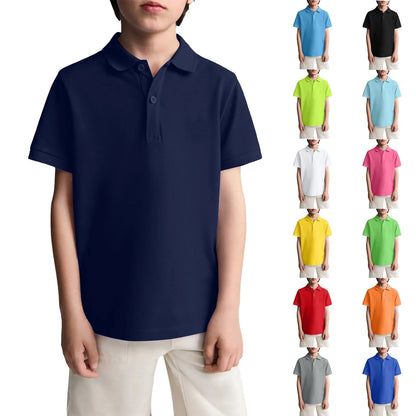 Boys Casual Polo Shirts Short Sleeve Shirt.   School Uniform Shirts For Kids 6-11y.  Great color choices.  All available but...."...time is a'wast'n"