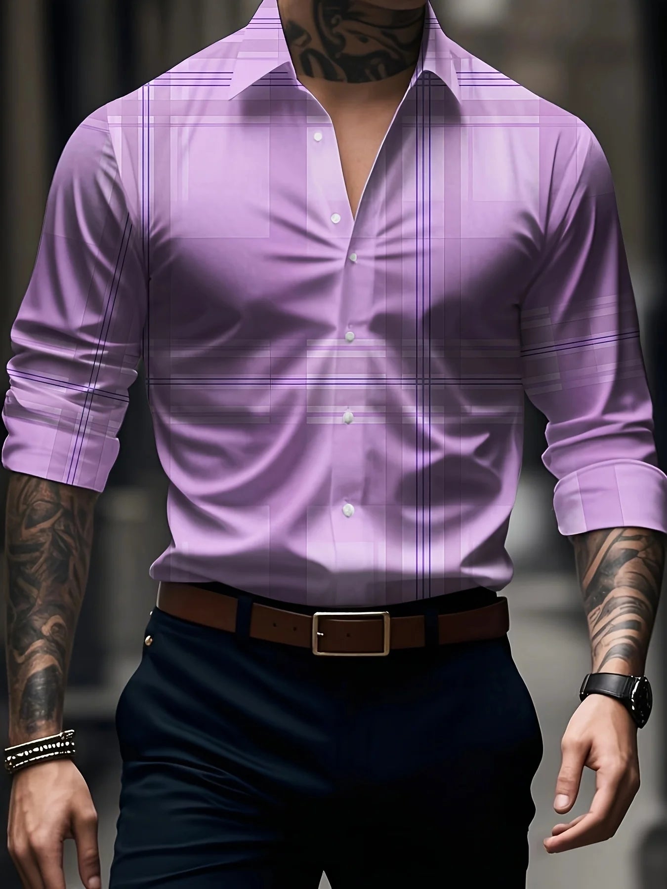 Men's Long Sleeve Dress Shirt,  Slim Fit Business/ Formal Shirt.   Classic Stripes  and Colors for  Office , Wedding Party
