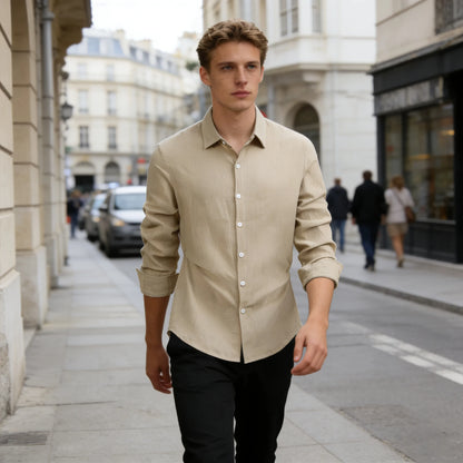 100% Linen Cotton Shirt Men Casual Fashion Male Clothing High Quality Tops Black /White / colors.  Shirts for  casual or Business.   Long Sleeve Shirt for  Men