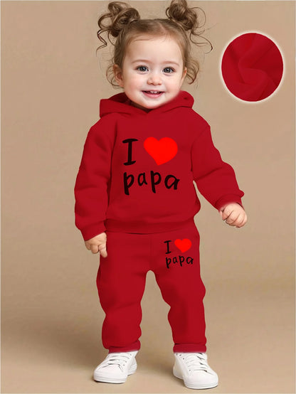 Newborn baby  with Engilsh printing fleece hoodie and sporty casual pants, suitable for outdoor use