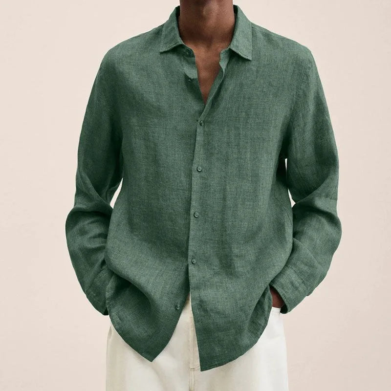 Men's Solid Colors, Cotton Linen , Long Sleeved, Casual Shirt