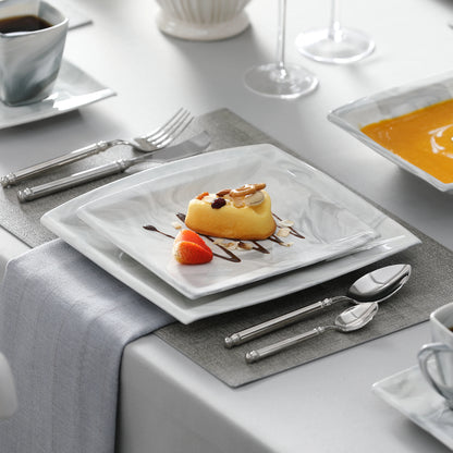 30/60PCS Marble Grey Porcelain Tableware.  Dinnerware Set with 6PCS,  Dessert/Soup/Dinner Plate/Cup/Saucer,Service for 12
