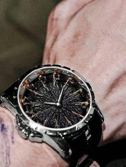 Men's Watch with retro style and simple personality, practical wrist belt, large dial, fully automatic /quartz.