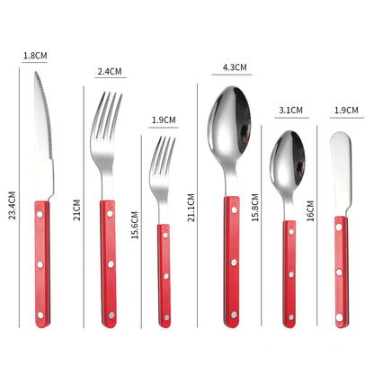 Fashion New Colorful Handle 304 Cutlery Set 18/10 Stainless Steel Creativity Gift Flatware Knife Fork Spoon Drop Ship