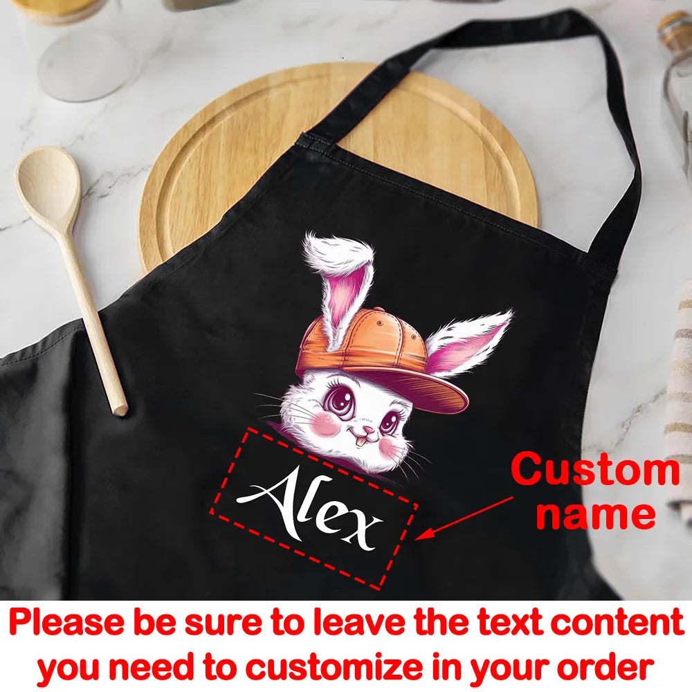Personalized Easter Bunny Children's Apron, Spring Kitchen Supplies,  Holiday Home Decoration Love Baking for Kids, Cute Easter Gift