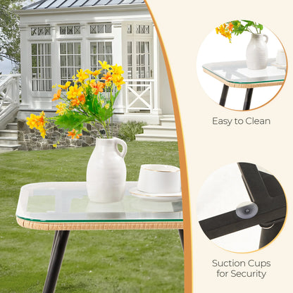 5 Piece Patio Furniture Set, Outdoor Wicker.  Small Conversation Bistro Set, All-Weather PE Rattan Chairs with Ottoman & Coffee Table