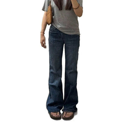 Loose,  Wide Leg Bell Bottoms,  Jeans for Girls/ Women with a  Low Wais t Tapered Pants,  Cotton Denim,  Vintage American Style for Fall Collection