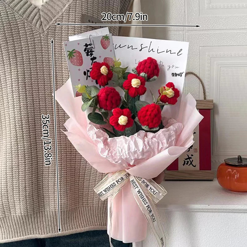 Crocheted Flower Bouquet,  Knitted Flowers, Artificial Flowers,  Graduation Bouquet Party Supplies MOTHERS DAY Gift Wedding Gifts