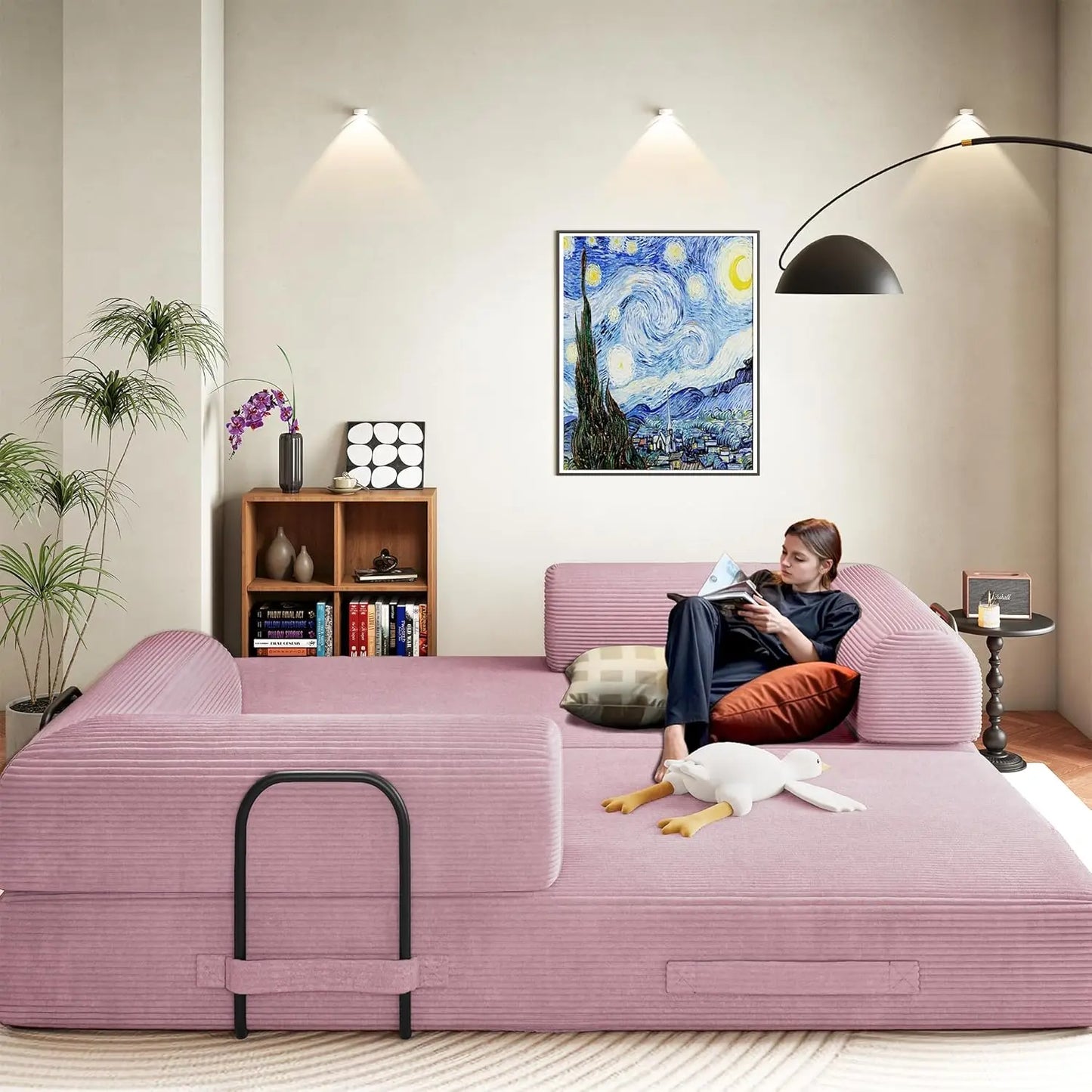 79" Convertible Sofa Bed, Boneless Corduroy Sleeper,  Foldable Modular Couch, Memory Foam Compressed Sofa in A Box, Customized