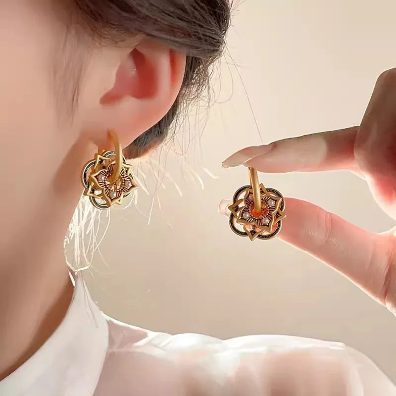 Modern Boho Jewelry Elegant Color Flower Drop Earrings For Women.  MOTHERS DAY Gift  and everday wearable