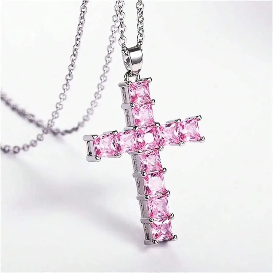 New Fashion Necklaces, Pendants,  Gold / Slver Multi Color Crystal,  Cross representing Jesus.