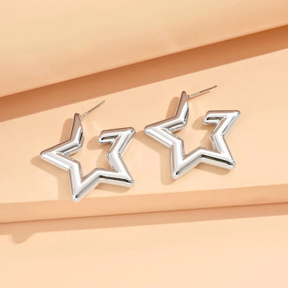 серьги Geometric Irregular Metallic Color Earrings for Women 2024 Minimalist Style Personality Earrings Trendy Jewelry Gift