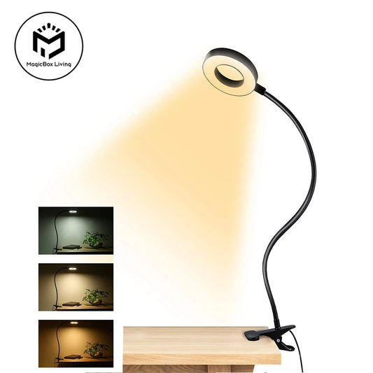 48 LEDs Clip on Desk Lamp 360°Flexible Gooseneck Reading Table Light.  Eye-Caring USB Clamp Light