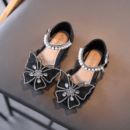 Girls  Dressy Sandals with  Sequins,  Rhinestones, Bows.   Girls Princess Shoes, Baby Girl Shoes with Flat Heel Sandals Size 21-35