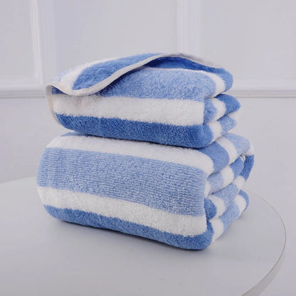 Striped Pattern Towel Set Soft Face Towel Bath Towel Quick Drying Absorbent Towels For Bathroom