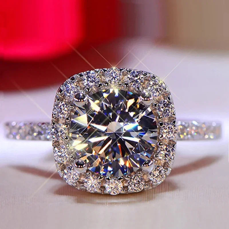 Classic Silver Color Engagement Wedding Ring. for Women.   Fashion Metal Inlaid White Zircon Stones for Bridal Ring Jewelry  and PERFECT FOR MOTHERS DAY!