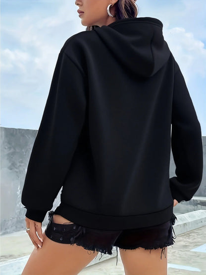 Women's autumn and winter loose casual comfortable letter printed,  thick, long sleeved,  round neck hoodie pullover