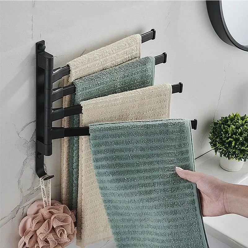 Bathroom / Kitchen Towel Rack,  Rotatable Towel Holder Space, Aluminum 2/3/4/5-Bar Towel Hange,  Kitchen