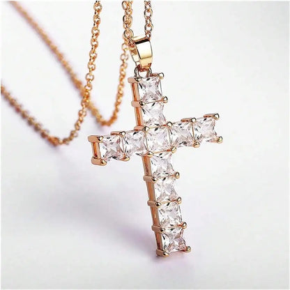 New Fashion Necklaces, Pendants,  Gold / Slver Multi Color Crystal,  Cross representing Jesus.