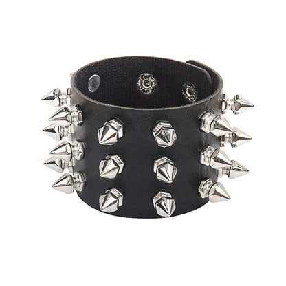PU Leather Bracelets, Adjustable Cuff Bracelet/ Rivets/Buckle Wristband for Men /Women