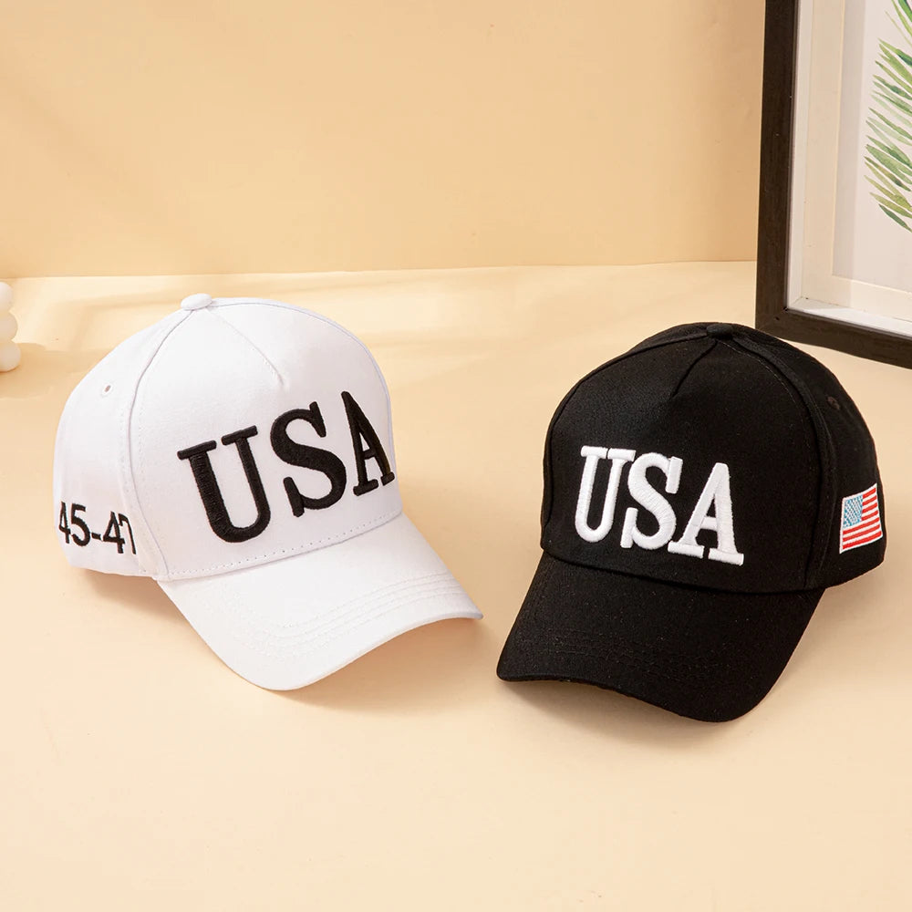 Fashion USA Letter Embroidered Baseball Cap Men Women American Flag Patch.  Adjustable Patriotic Dad Hat for Outdoor Casual Daily