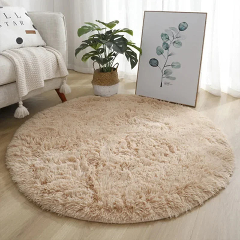 Super Soft Plush Round Rug Mat.  Fluffy White Carpets For Living Room, Bedroom Kid, Room, Thick Pile Rug