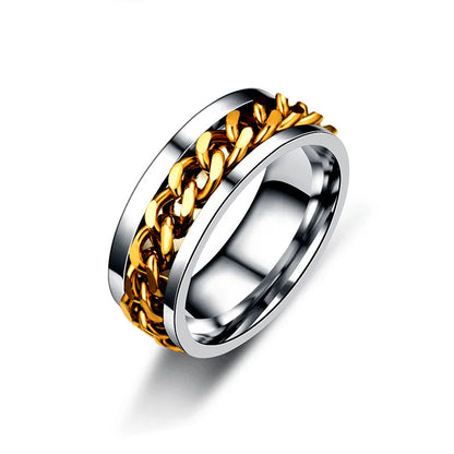 Spinning Anxiety Rings Free Shipping Items For Men Titanium Steel Rotatable Chain Fidget Joint Ring Jewelry Anillos De Hombres