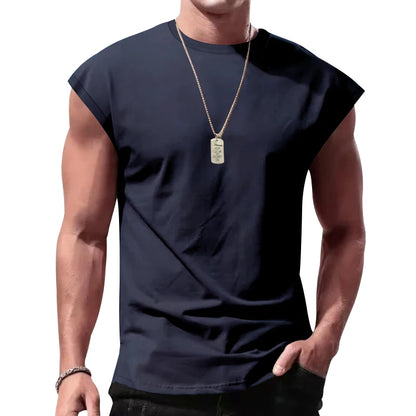 men's summer sleeveless t-shirt,  casual,  loose,  solid colors,  thin shoulder t-shirt sport