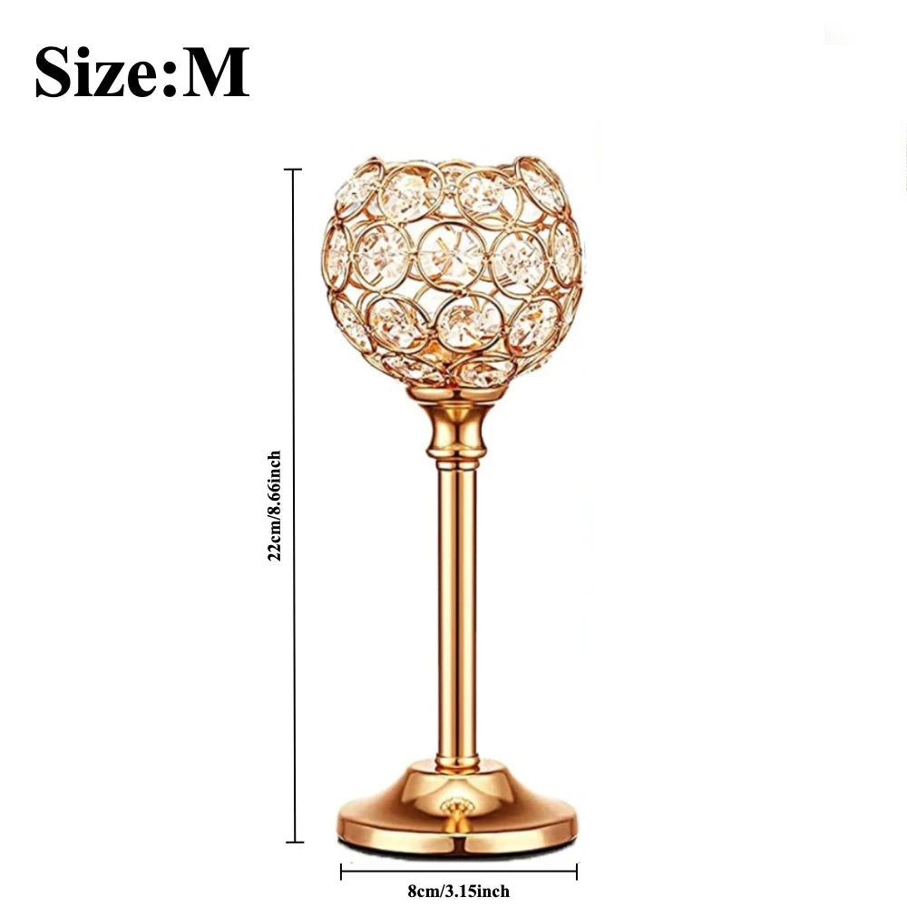 1Pcs Modern Crystal Tealight,  Metal Candle Holders,  Wedding Party, Church Deco,  Dinning Table Centerpieces Candlestick Decoration