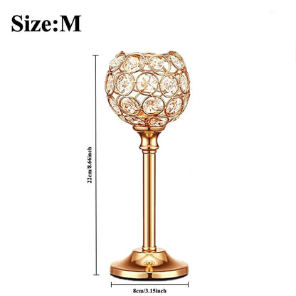 1Pcs Modern Crystal Tealight,  Metal Candle Holders,  Wedding Party, Church Deco,  Dinning Table Centerpieces Candlestick Decoration