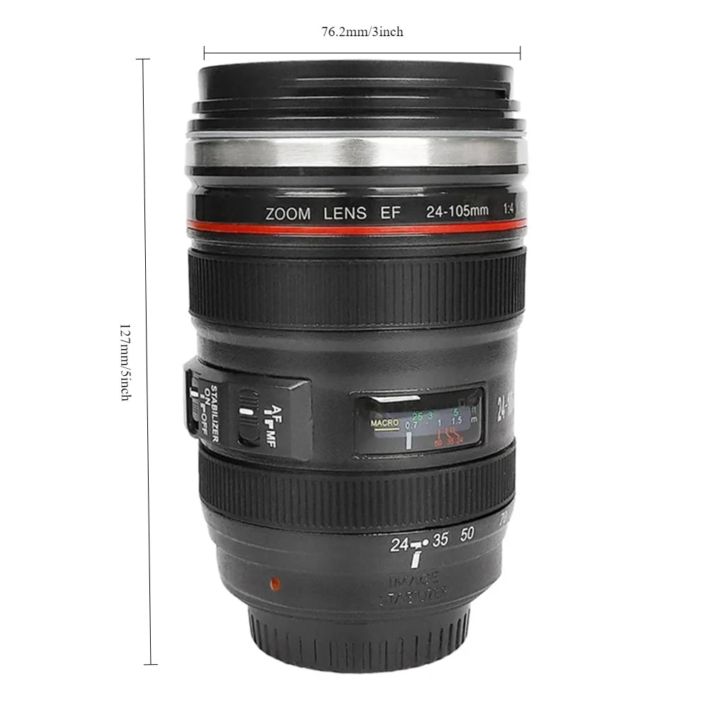 1pc SLR Lens  COFFEE CUP Camera.  Camera Lens Model, Stainless Steel Casual Cup with Lid,  Coffee Mug White/ Black.  Coffee Mug /Creative Gift FOR The photographer IN YOUR FAMILY.  PS:  Its almost FATHERS DAY!!!!!