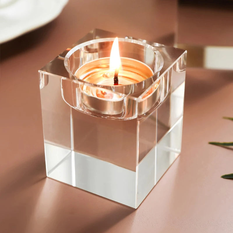 Crystal Glass Candle Holder for   Creative Dining, Home Wedding,   Table Decorations, Party, Desktop, Modern Romantic Candle