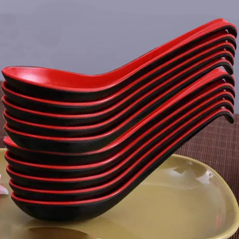 1/5/10pcs Plastic representation of traditional Porcelain Spoons for  Japanese Rice, Dumplings, Porridge,Soup.