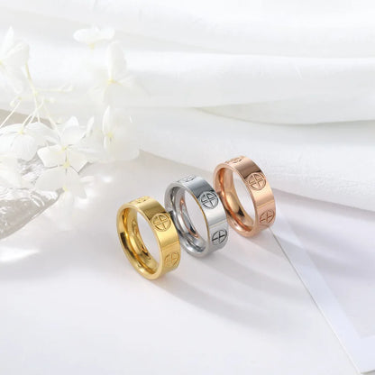 Fashion Classic Cross Stainless Steel Rings For Women /Men /Couples Gold Color Luxury Jewelry, Wedding Gift