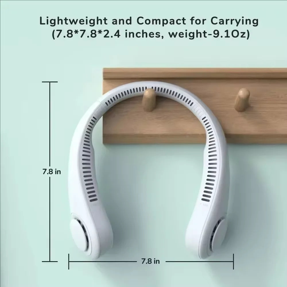 Hands Free Neck Fan Portable USB Rechargeable Bladeless Cooling Fan , Quiet,  Wearable Fan for Summer Travel,  3 Speed. " WHITE" :COLOR ONLY!!!