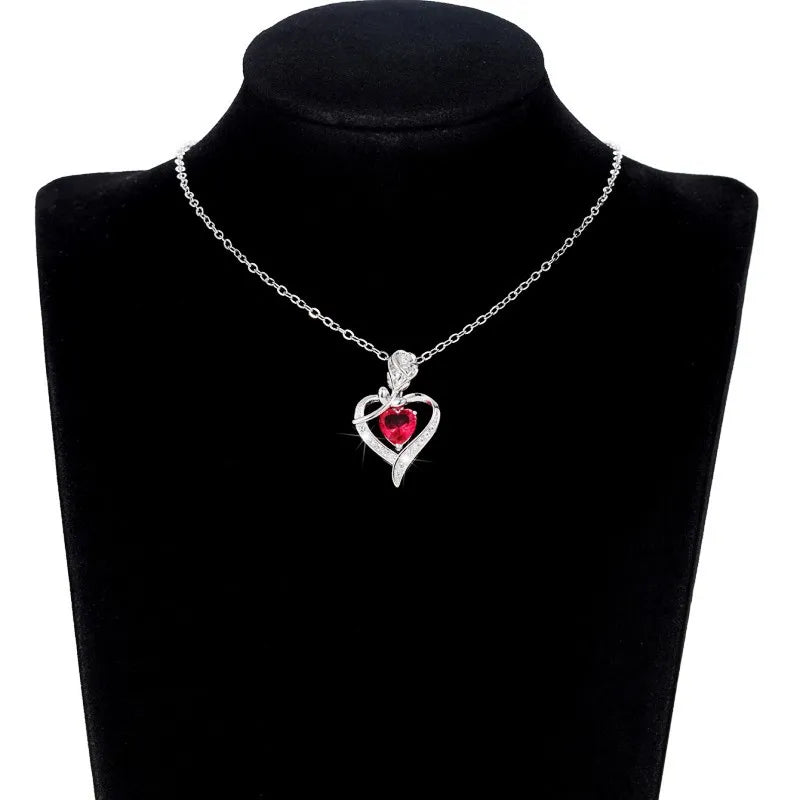 Elegant Style Heart shaped Pendant Necklace.  Hollow Design Mother's Day Gift.