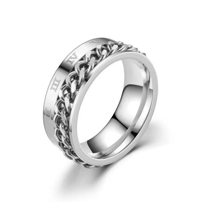 Spinning Anxiety Rings Free Shipping Items For Men Titanium Steel Rotatable Chain Fidget Joint Ring Jewelry Anillos De Hombres
