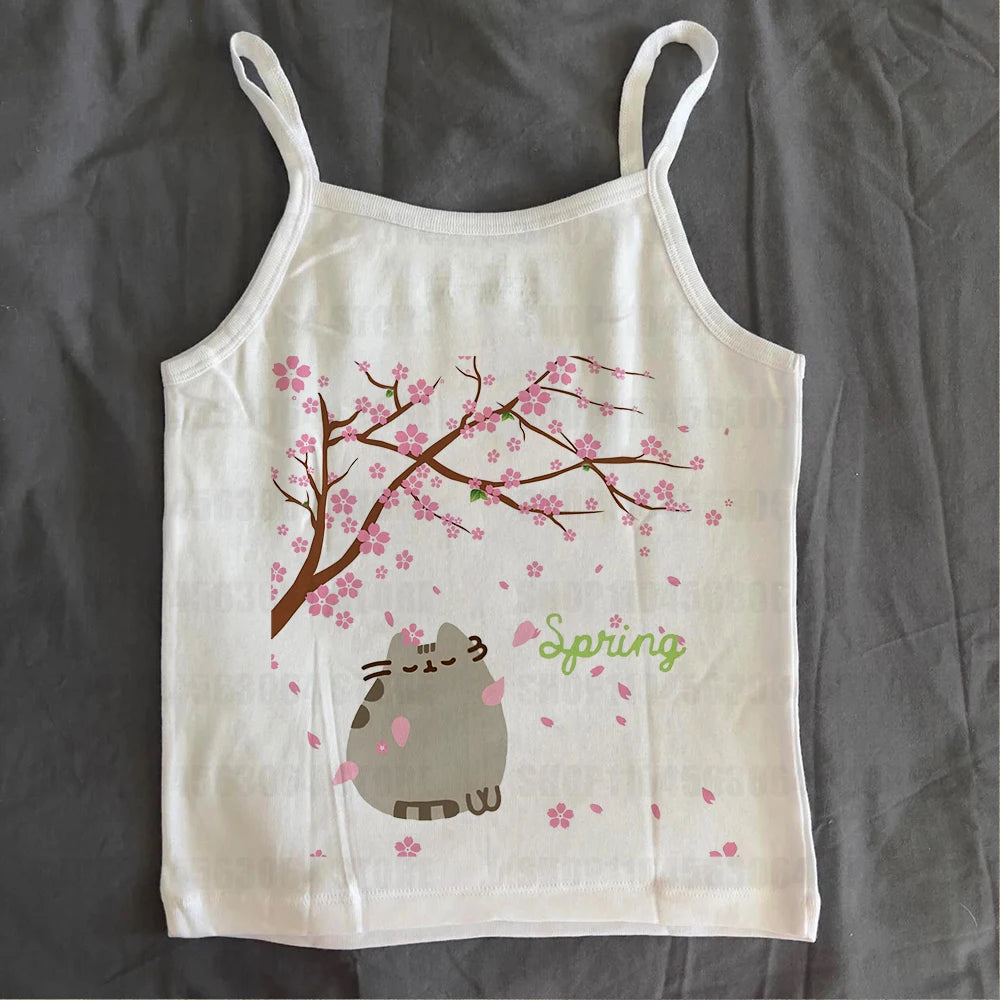 Girls Slim Tops Streetwear  Fit Tank Tops,  Vintage Graphic Womens /girls Summer Tank