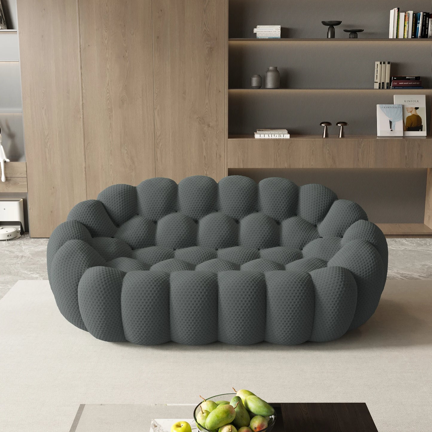 78'' Modern Curved Boneless Sofa.  Comfy,  3D Knitted Fabric in 5 colors.   Loveseat Couch,  Football-Shaped Lazy Floor Sofas for Living Room