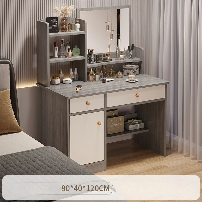Makeup table bedroom with mirror storage integrated, for small apartment or space,  simple multi-functional,  Internet dresser