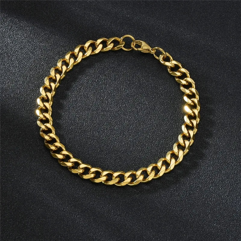 Stainless Steel Curb Cuban Chain Bracelet for Men /Women, Couple, Unisex,  Wrist Jewelry Gift.  Happy Fathers Day.