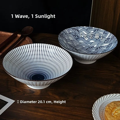 Large Size Hand-Painted Japanese Bowl for Soup,  Ramen, Etc.