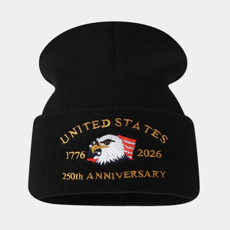 250th Anniversary USA Knit Hat.  Warm, Cozy Embroidery Beanie for Women /Men, 250 Year American Anniversary Merchandise