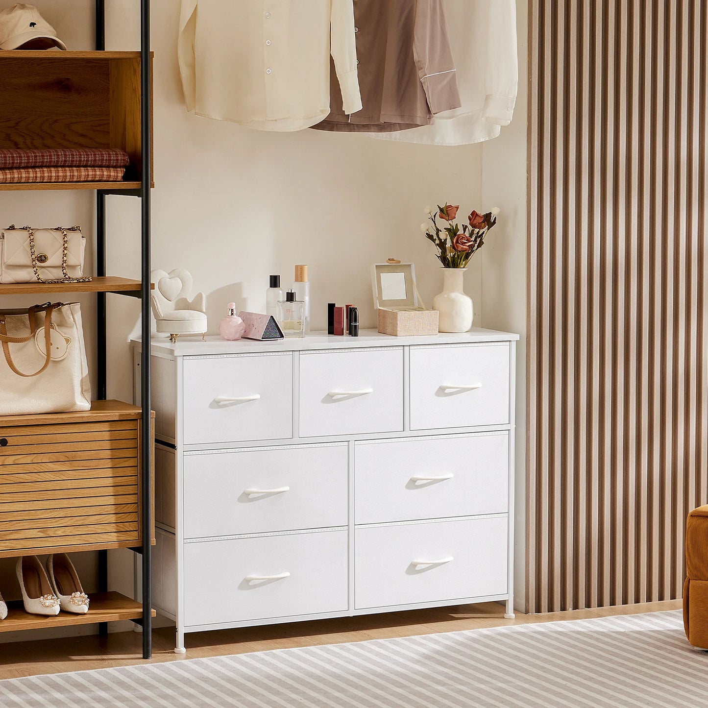 Wardrobes For Bedroom With 5/7/10 White Lover Fabric Drawers, Chest Wardrobe Closet For Storage Cabinet, Bedroom  Furniture