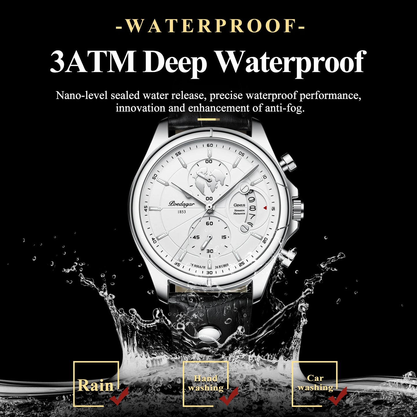 Luxury Mens  Wristwatch,  Chronograph Date,  Waterproof,  Leather.  Mens  Watch,  Quartz, Men's Watches