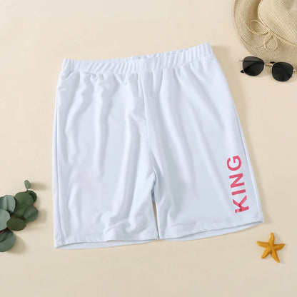 King Queen Swimsuit,   Family Matching Outfits,  One-Piece Mother/ Daughter, FATHER/Son Trunks