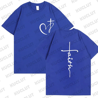 Heart Cross Print Christian T-shirt for Men or Women. Summer,  Plus Size Tee Shirt, Oversized T Shirt
