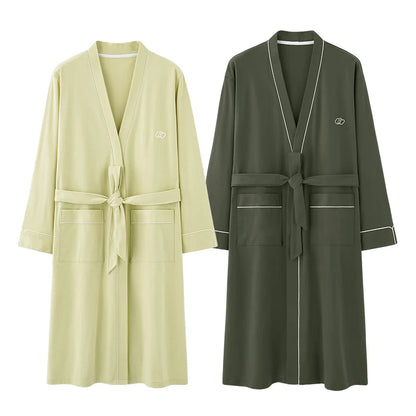 Spring Autumn Striped Bathrobe Lover,  Cotton,  Sleep Top,Kimono Robes For Male /Female Robes Long Bath Robe , Bride Robe,  Dressing Gown