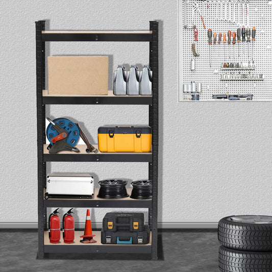 5 Tier Heavy Duty Metal Shelving ,Garage Storage Shelf, Black