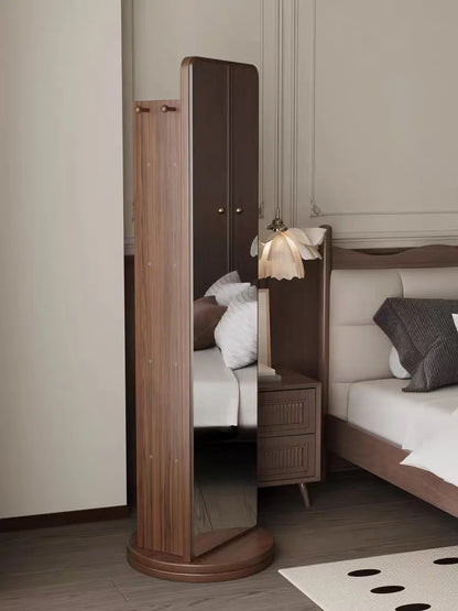 360° Rotating Full Length Floor Mirror with Storage Shelves,  Modern Standing Dressing Mirror for Living Room  or  Bedroom Furniture